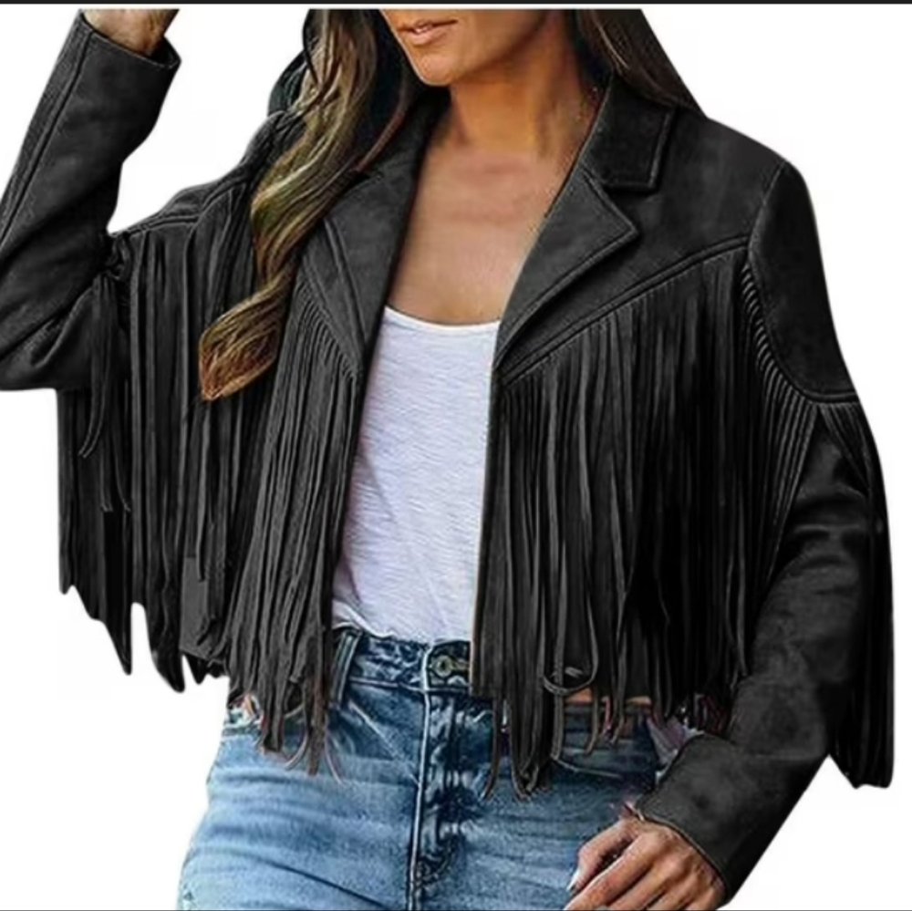 Vintage Spring West Leather Fringe Jacket
